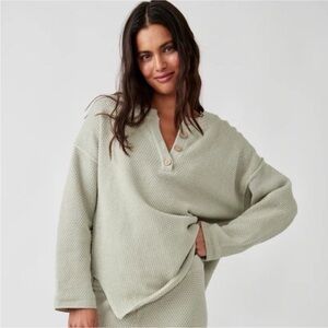 Free People Beach Hailee Cotton Pastel Green Sweater Top Womens Sz M